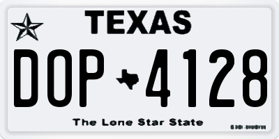 TX license plate DOP4128