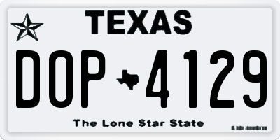 TX license plate DOP4129