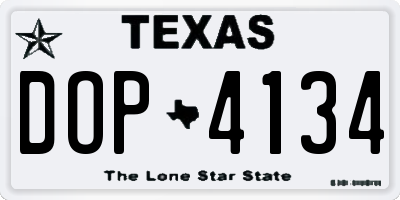 TX license plate DOP4134