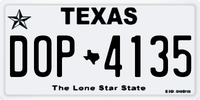 TX license plate DOP4135