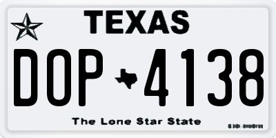 TX license plate DOP4138