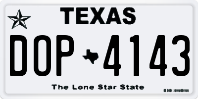 TX license plate DOP4143