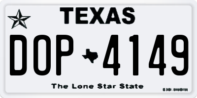 TX license plate DOP4149