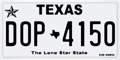 TX license plate DOP4150