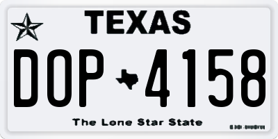 TX license plate DOP4158