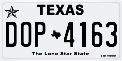 TX license plate DOP4163