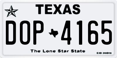 TX license plate DOP4165