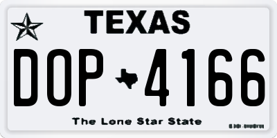 TX license plate DOP4166