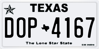 TX license plate DOP4167