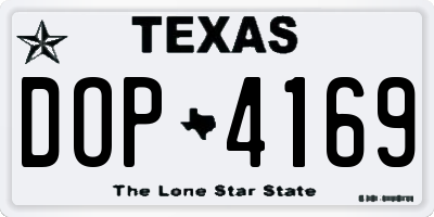 TX license plate DOP4169