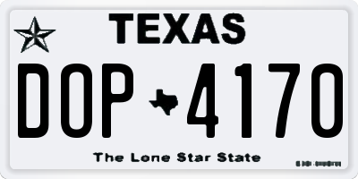 TX license plate DOP4170