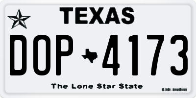 TX license plate DOP4173