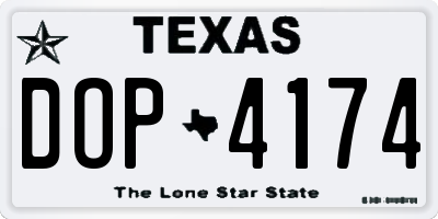 TX license plate DOP4174
