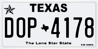 TX license plate DOP4178
