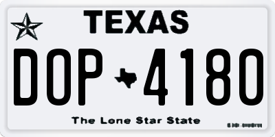 TX license plate DOP4180