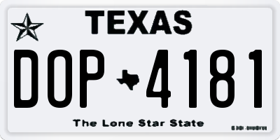 TX license plate DOP4181