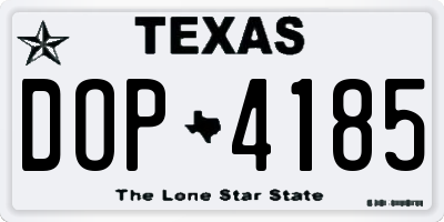 TX license plate DOP4185