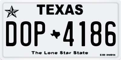 TX license plate DOP4186
