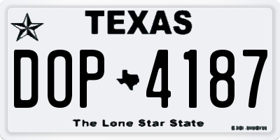 TX license plate DOP4187