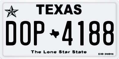 TX license plate DOP4188