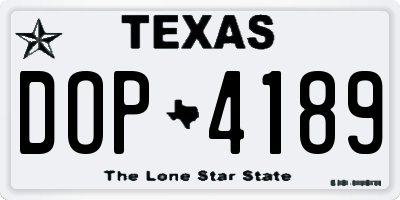 TX license plate DOP4189