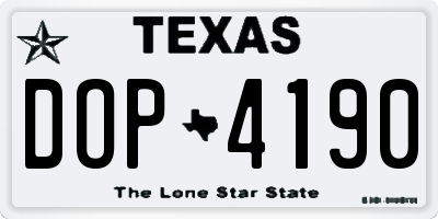 TX license plate DOP4190