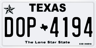 TX license plate DOP4194