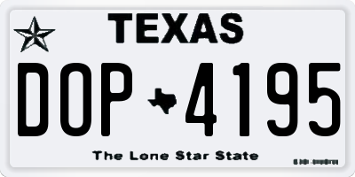 TX license plate DOP4195