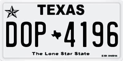 TX license plate DOP4196
