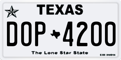 TX license plate DOP4200
