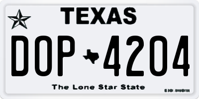 TX license plate DOP4204