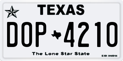 TX license plate DOP4210