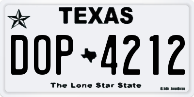 TX license plate DOP4212