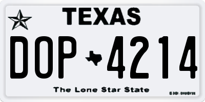 TX license plate DOP4214