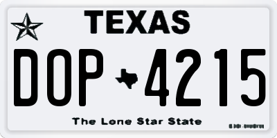 TX license plate DOP4215