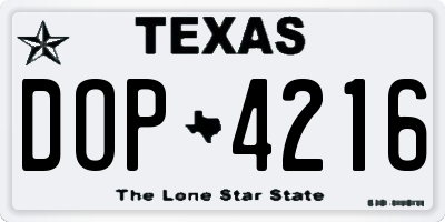 TX license plate DOP4216