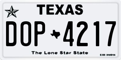 TX license plate DOP4217