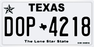 TX license plate DOP4218