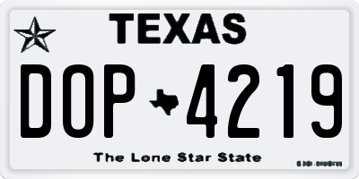 TX license plate DOP4219