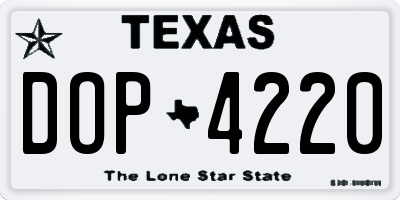 TX license plate DOP4220