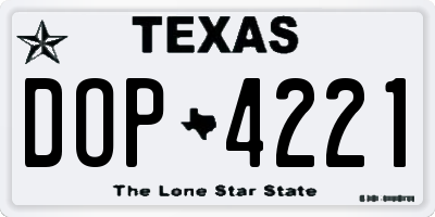 TX license plate DOP4221