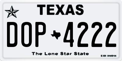 TX license plate DOP4222