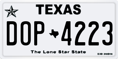 TX license plate DOP4223