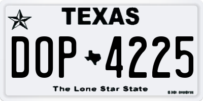 TX license plate DOP4225