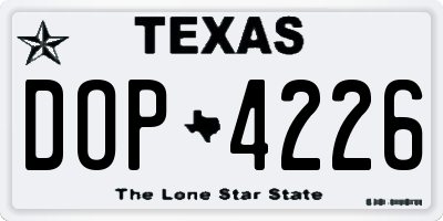 TX license plate DOP4226