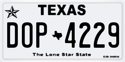 TX license plate DOP4229