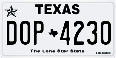 TX license plate DOP4230