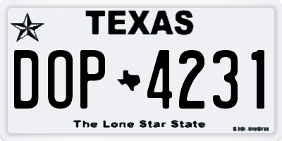 TX license plate DOP4231