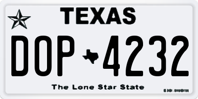 TX license plate DOP4232