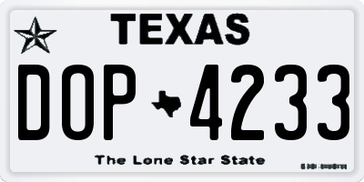 TX license plate DOP4233